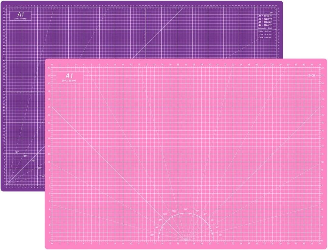 Headley Tools Thickened 24 x 36 Inch Self Healing Sewing Cutting Mat, A1 Rotary Cutting Sewing Mat for Crafts, Double Sided 5-Ply Table Cutting Board for Fabric Quilting Leather Hobby, (Pink/Purple)