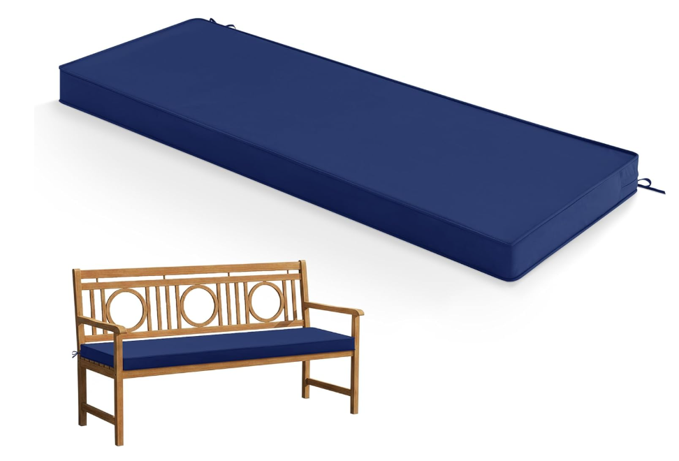 Summsun Outdoor Bench Cushion: Waterproof and Fade Resistant Patio Furniture Cushions - Non-Slip Bench Pad Cushion with Removable Cover for Garden Swing Porch Sofa Settee, 48 x 18 x 3 Inch, Navy Blue