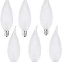 Frosted Flame Tip Chandelier Light Bulb 60W E12 Candelabra Base,Candle Light Bulbs for Chandeliers, Ceiling Fan Lights (6PACK)