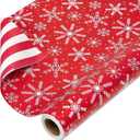 American Greetings Jumbo Reversible Christmas Wrapping Paper Roll, Red and White Holiday Gift Wrap (175 sq. ft., 1 Extra Large Roll-30 in. x 70 ft.) Stripes and Snowflakes