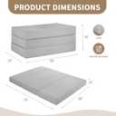 CYMULA Folding Mattress Queen Size, Memory Foam 6 inch Tri Portable Trifold Mattress Futon Topper Queen with Breathable & Washable Cover, Murphy Bed Guest Bed,Grey (58"x75"x6")