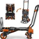 330LB Folding Hand Truck Heavy Duty Carrying, Combination of Four Wheels and Two Wheels Convertible Dolly Cart with Retractable Handle Dolly for Moving Office Carts(Orange)