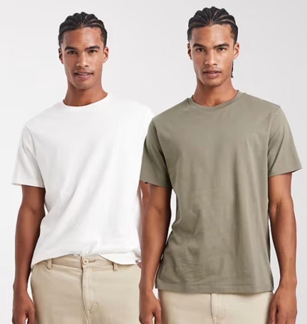 100% Cotton Crewneck T-Shirts pack of Two, Large