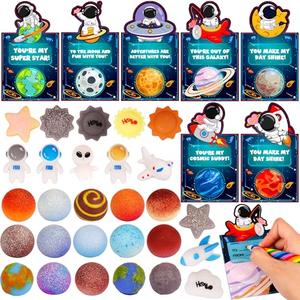 Envotek 28 Pack Valentines Day Gifts for Kids Classroom Galaxy Squishies Toys with Valentines Day Cards for Kids School, Valentines for Kids Class Exchange Cards Gifts Valentines Party Favors for