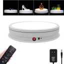 JAYEGT LED Light Base Non-Slip Rotating Display Stand , 110Lbs Load,360 Photography Turntable for Products Shows, Glass Crystal Artwork, Jewelry,Remote control(16.5inch / 6Color LED Light/White/Wired)