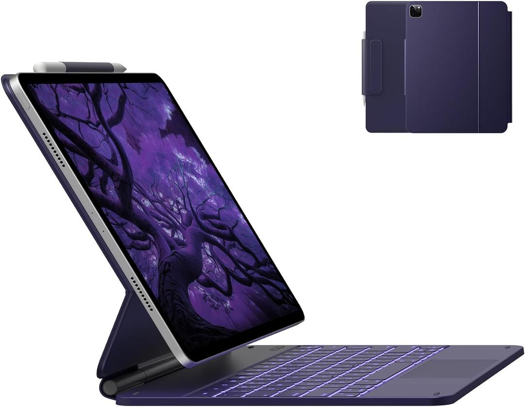 Typecase Keyboard Case for iPad Air 13(M3 2025 / M2 2024) and iPad Pro 12.9 (6th, 5th, 4th, 3rd Gen), Magic Keyboard for iPad Pro 12.9, Multi-Touch Trackpad, 11 Colors Backlight, Midnight Amethyst
