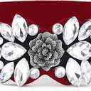 Rhinestone Stretch Belt Black Wide Formal Belt Women Red Belts Elastic Dressy Waist Accessories (X-Large)
