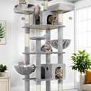 Globlazer Cat Trees and Towers for Multiple Adult Cats, 82-inch XXL Tall Cat Tree Tower for Indoor Cats with Scratching Post, 3 Perches, 2 Condos, 2 Hanging Baskets, F82, Light Grey