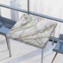 Outdoor Square Tablecloth with Elastic Edge Fitted Square Table Cover Wipeable Marble White Art Table Cloth for Outdoor Indoor Patio Dining Kitchen Decor for 34x34inch Tables
