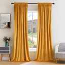 MIULEE Mustard Yellow Velvet Curtains Thermal Insulated Blackout Curtain Fall Drapes for Bedroom Living Room Darkening 72 Inches Long Curtains Panels Rod Pocket Set of 2 (52"W x 72"L (Pack of 2))