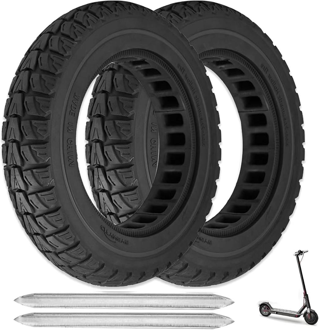 2PCS 10x2.5 Inch Solid Tires, 60/70-6.5 Tire Replacement for Segway Ninebot Max G30 G30P G30LP Max G2 /Hiboy S2 MAX Electric Scooter, 10x2.50-6.5 10 Inch Off Road Front Rear Tubeless Tire Wheel