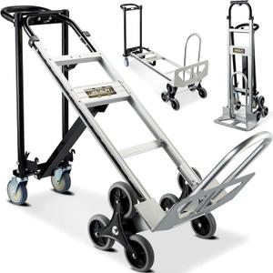 3 in 1 Industrial Convertible Hand Truck, 1000 LBS Capacity Heavy Duty Platform Cart, Utility Aluminum Collapsible Moving Dolly with Stair Climbing Wheels, 3 Positions for Transport, 52" High