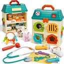 Lehoo Castle Veterinarian Playset for Kids, Pet Vet Toys Doctor Kit for Toddlers 3-5, Critter Clinic Toy with Keys, Pet Care Playset Hospital, Pretend Play Toy for Toddlers 1-3