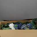 MISSPIN Blue Artificial Wedding Arch Flowers with Drapes Kit-Pack of 5, 2pcs Hanging Flower Arrangement 3pcs Hanging Sheer Drapes for Ceremony Reception Arbor Backdrop Floral Party Outdoor Decorations