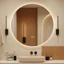 LAIYA 32 Inch Round LED Bathroom Mirror Frameless Backlit Anti-Fog Dimmable