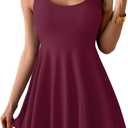 B2prity One Piece Swimdress Swimsuits for Women Tummy Control Swim Dress Cute Modest Skirt Bathing Suit (Purple, XL)