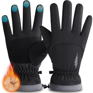 rivmount Winter Waterproof Ski Snow Warm Gloves for Women Men, Windproof Cold Weather Thermal with Touchscreen Fingers, for Running Driving Cycling Hiking Biking Outdoor Sports Daily Work (Large, Black)