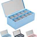 Daily Contact Lens Case - Travel Contact Case, Daily Lens Organizer, Flip Top Eye Contacts Carrier for Disposable Lenses & Dailies, Light Blue