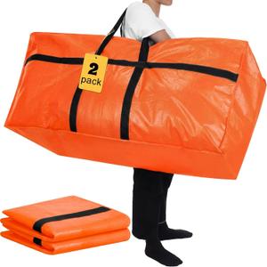 2 Pcs 66 Gallon Large Moving Storage Bags with Zipper, Orange