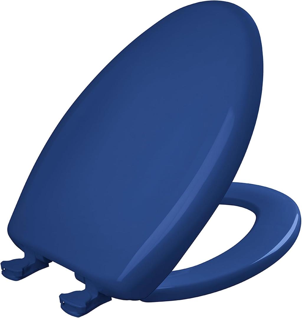 Bemis 7B1200SLOWT 364 Toilet Seat will Slow Close, Never Loosen and Easily Remove, Elongated, Plastic, Colonial Blue
