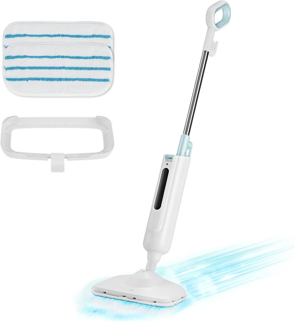 Sweetcrispy Steam Mop for Floor Cleaning,Lightweight Floor Steamer Cleaner for Hardwood/Tile/Laminate Floors Carpet, 2 Washable Pad, Light Green
