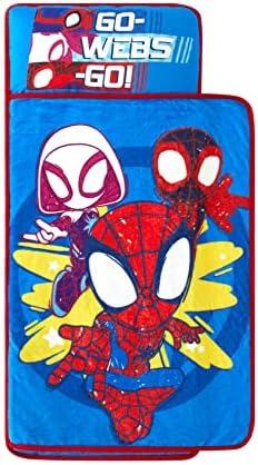 Super Soft Plush Toddler Quilted Nap Mat with Built in Blanket and Pillow