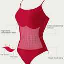 SUUKSESS Women One Piece Tummy Control Swimsuit Crisscross Backless Bathing Suit (Red, XL)