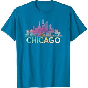 Chicago Illinois Skyline Shirt City Souvenir Tee Women Girls T-Shirt Small