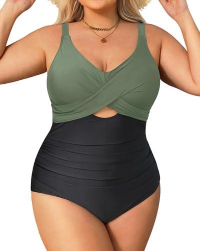 Daci Plus Size One Piece Swimsuits - Tummy Control Bathing Suit for Women Cutout Swimwear, Size: 12W