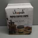 LITOPAK 100 Pack 12 oz Paper Coffee Cups for Hot Chocolate Drinks, Black Disposable Coffee Cups with Lids, Sleeves and Stirring Sticks for Parties, Picnic, Travel, and Events