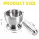 Bekith Mortar and Pestle Sets 18/8 Brushed Stainless Steel Spice Grinder Pill Crusher Molcajete Herb Bowl