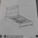 Rolanstar Bed Frame Twin Size with Charging Station and LED Lights, Upholstered Storage Headboard with Drawers, Heavy Duty Metal Slats, No Box Spring Needed, Noise Free, Easy Assembly, Dark Grey