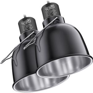 Reptile Light Fixture, 2-Pack 5.5'' Deep Dome for Reptile Light/Heat Lamp/UVB Light, Dual Heat Lamp Holder Fixtures