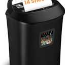 Paper Shredder 14-Sheet Cross-Cut Shredder with US Patented Cutter,Also Shreds Card/CD,Heavy Duty Paper Shredding Machine for Home Office,Fast with Jam Proof System,6.6-Gallon Basket (ETL)