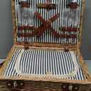 Picnic Basket with Blanket and Wine Pouch for 2 Wicker Picnic Set with Insulated Liner Cooler Bag Hamper for Camping,Wedding - Stripes