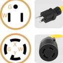 5-15 Male Plug to Locking L14-30 Female Receptacle Adapter Cord, 12 inch