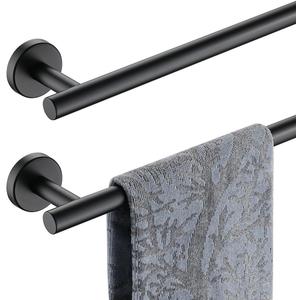 JQK Black Towel Bar, 18 Inch 304 Stainless Steel Thicken 0.8mm Towel Rack Bathroom, Towel Holder Matte Black Wall Mount, Total Length 20 Inch 2 Pack, TB110L18-PB-P2