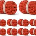 10 Pack of Deep Orange Soft Jumbo Chunky Yarn for Hand Knitting,Thick Blanket Yarn for Crocheting, #10 Super Bulky Yarns, 220yds/70.5oz Fluffy Chunky Chenille Yarns for Crocheting.