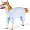 Dog Recovery Suit, Abdominal Wound After Surgery Wear, Anti Licking Bodysuit with Snaps, E-Collar & Cone Alternatives, Long Sleeve Dog Spay Surgical Onesie Prevent Shedding(Small, Blue)