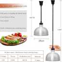 JIAWANSHUN Food Heat Lamp Food Warmer Lamp 60-180mm 290mm 250W Bulb Commercial Food Warmer Retractable Heat Lamps Catering Food Warmers Restaurant Supplies or Home Food Service(Silver) 110V