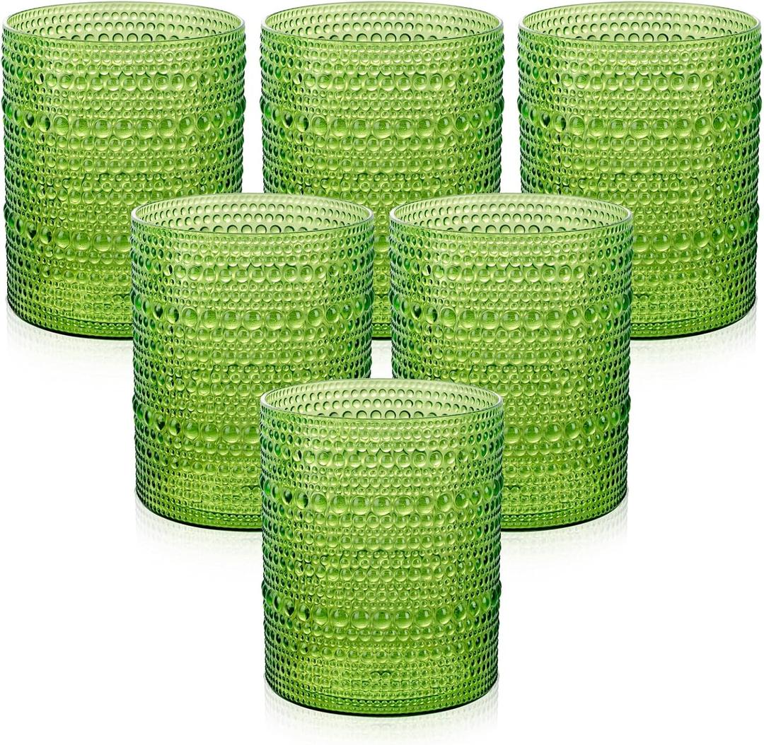 18PCS Hobnail Plastic Drinking Glasses - 14Oz Beaded Glasses Drinkware Set Disposable - Green Vintage Plastic Bubble Glassware for Beer, Juice, Cocktail, Whiskey, Milk and Various Mixed Drinks 18PCS Hobnail Plastic Drinking Glasses - 14Oz Beaded Glasses Drinkware Set Disposable - Green Vintage Plastic Bubble Glassware for Beer, Juice, Cocktail, Whiskey, Milk and Various Mixed Drinks