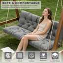 Porch Swing Cushions,Outdoor Cushions 3 Seater Replacement with Backrest, Waterproof Thickened Bench Cushion with Ties for Porch, Patio,Outdoor, Backyard and Garden (Light Gray 60 * 40 in), 60x 40 inches