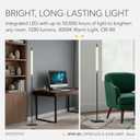 Adesso LED Floor Lamp, Black & Antique Brass, 4-Way Dimmable, 72”
