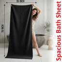 RIVERSIDE Pack of 2 Extra Large Bath Sheet Towels, 35 x 70 Inches, 600 GSM, Ribbed Stripe, 100% Cotton - Super Soft, Highly Absorbent & Quick Dry for Bathroom, Spa & Hotel, Black