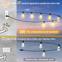 Brightever LED Outdoor String Lights 50FT Patio Lights with 27 Shatterproof ST38 Vintage Edison Bulbs, Outside Hanging Light Waterproof for Porch, Deck, Garden, Backyard, Balcony, 2200K Dimmable