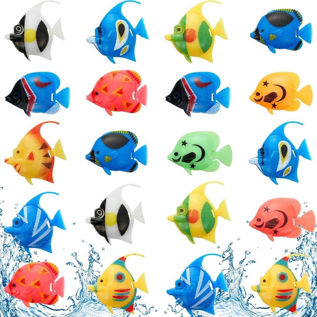 Weewooday 20 Pcs Artificial Moving Fishes Plastic Floating Lifelike Fish Tank Ornament Aquarium Decorations(Random Fish)