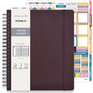 POPRUN Teacher Lesson Planner 2026-2027, (Size-8.5'' x 11'') with Gradebook