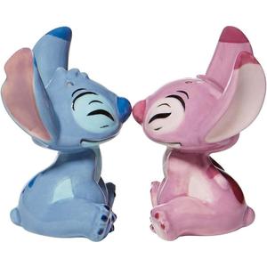 Enesco Disney Ceramics Stitch and Angel Salt and Pepper Shaker Set, 3.5 Inch, Multicolor