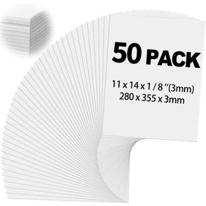 Frienda 50 Pack Foam Boards 1/8 Inch Thickness Foam Poster Boards for Presentation Board for School Crafts Office Art Projects(White,11 x 14 Inch)