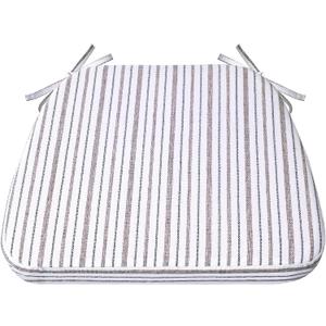 AAAAAcessories D-Shaped Chair Cushions, 2" Thick Dining Chair Pads with Ties and Removable, Machine-Washable Cover, 17" x 16", Pinstripe Brown